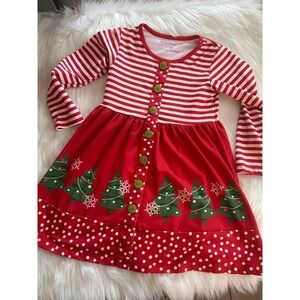 Millie Loves Lily Girls Red Christmas Tree Border Angel Wing Dress Size 3T